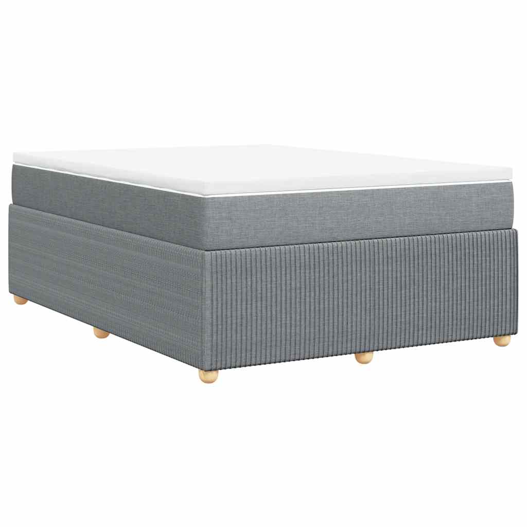 vidaXL Κρεβάτι Boxspring με Στρώμα Ανοιχτό Γκρι 140x200 εκ. Υφασμάτινο