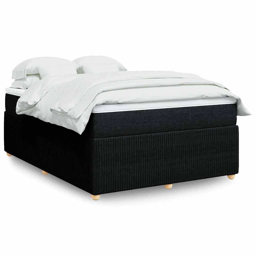 vidaXL Κρεβάτι Boxspring με Στρώμα Μαύρο 140x200 εκ. Υφασμάτινο