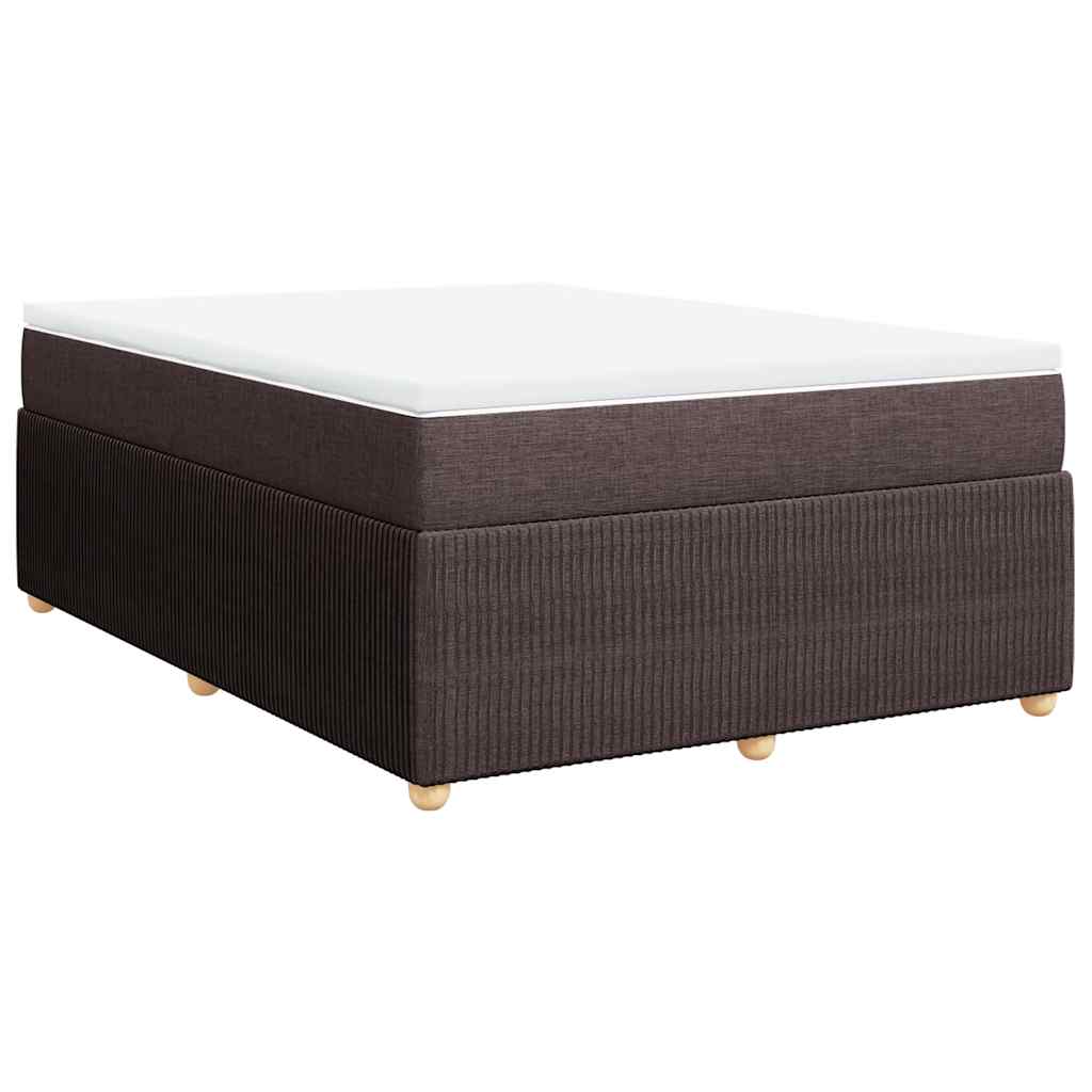 vidaXL Κρεβάτι Boxspring με Στρώμα Σκούρο Καφέ 140x200 εκ Υφασμάτινο
