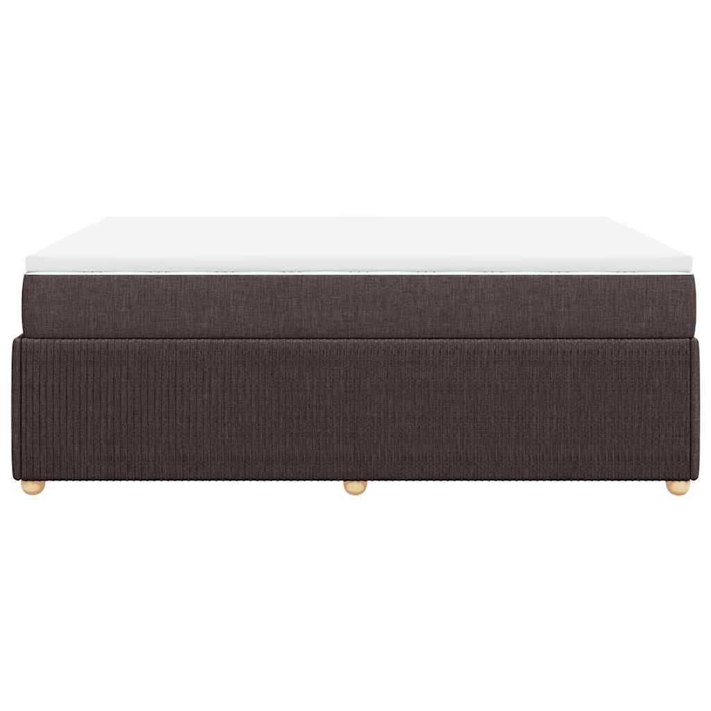 vidaXL Κρεβάτι Boxspring με Στρώμα Σκούρο Καφέ 140x200 εκ Υφασμάτινο