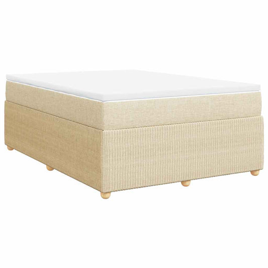 vidaXL Κρεβάτι Boxspring με Στρώμα Κρεμ 140x200 εκ. Υφασμάτινο