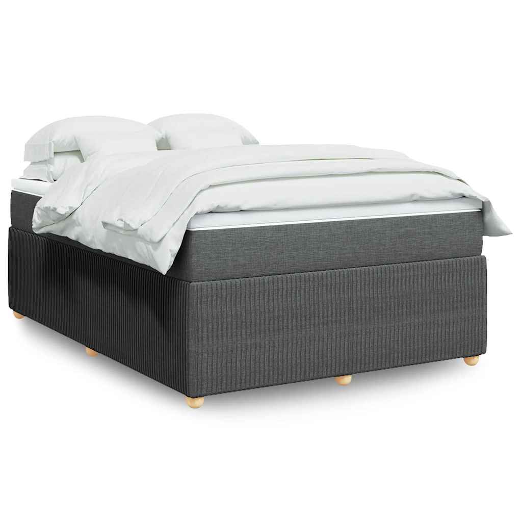 vidaXL Κρεβάτι Boxspring με Στρώμα Σκούρο Γκρι 160x200 εκ Υφασμάτινο