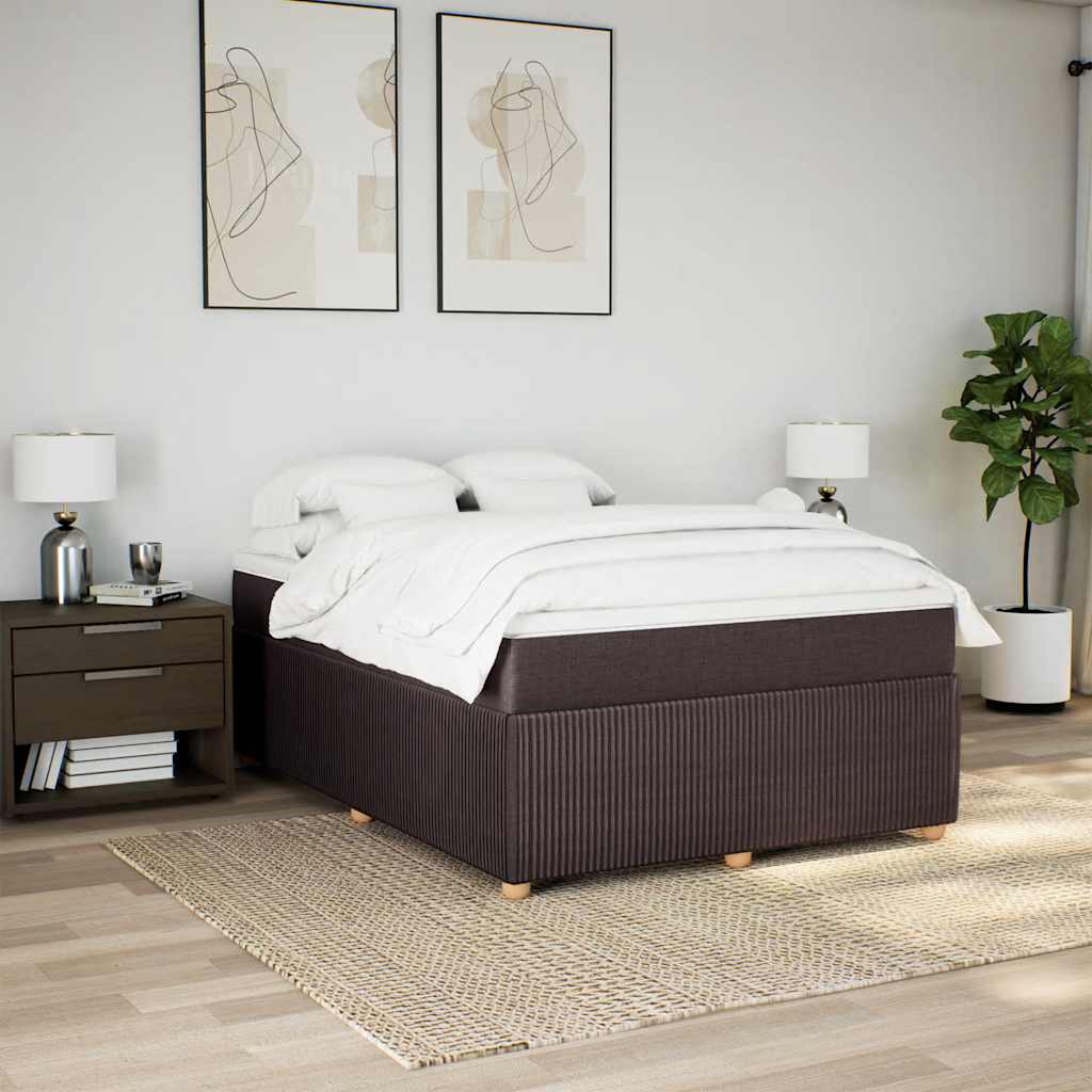 vidaXL Κρεβάτι Boxspring με Στρώμα Σκούρο Καφέ 160x200 εκ Υφασμάτινο