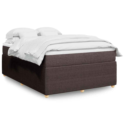 vidaXL Κρεβάτι Boxspring με Στρώμα Σκούρο Καφέ 160x200 εκ Υφασμάτινο