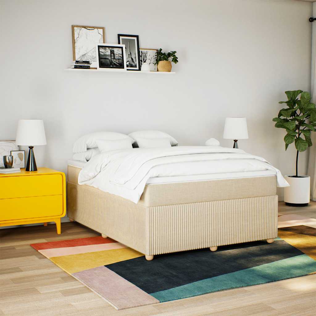 vidaXL Κρεβάτι Boxspring με Στρώμα Κρεμ 160x200 εκ. Υφασμάτινο