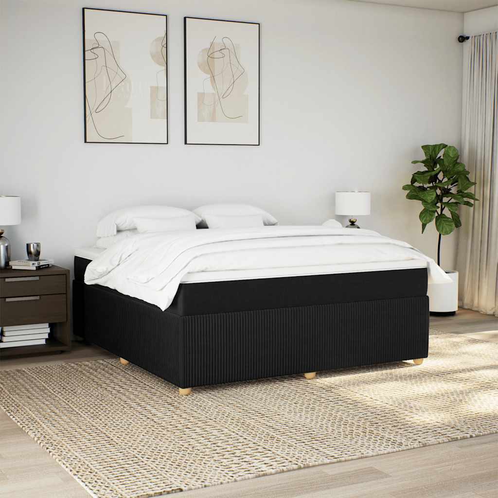 vidaXL Κρεβάτι Boxspring με Στρώμα Μαύρο 180x200 εκ. Υφασμάτινο
