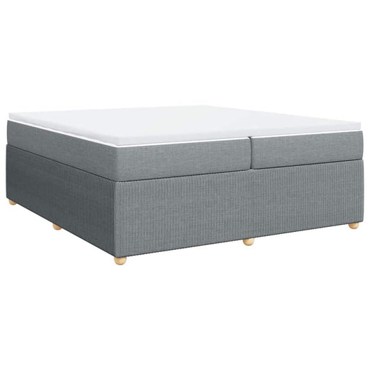 vidaXL Κρεβάτι Boxspring με Στρώμα Ανοιχτό Γκρι 200x200 εκ. Υφασμάτινο