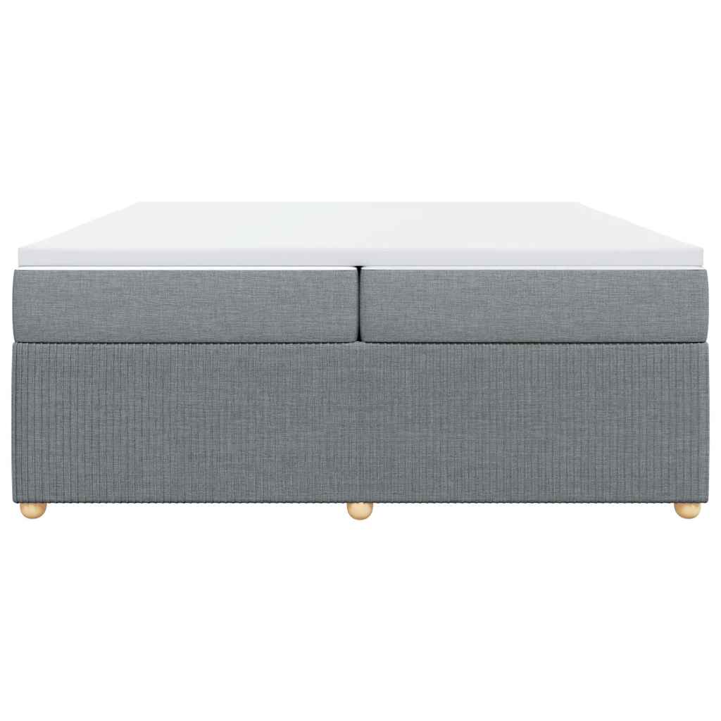 vidaXL Κρεβάτι Boxspring με Στρώμα Ανοιχτό Γκρι 200x200 εκ. Υφασμάτινο