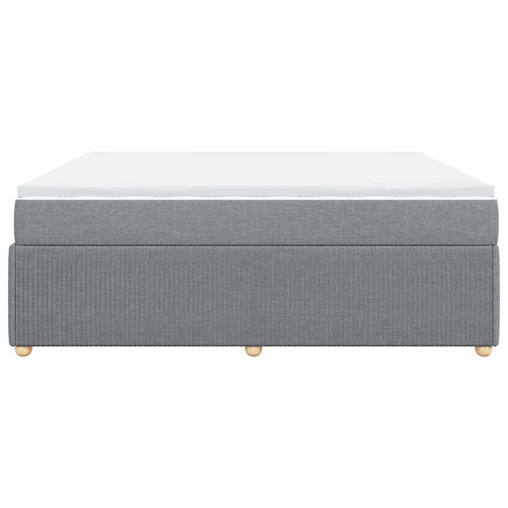 vidaXL Κρεβάτι Boxspring με Στρώμα Ανοιχτό Γκρι 200x200 εκ. Υφασμάτινο