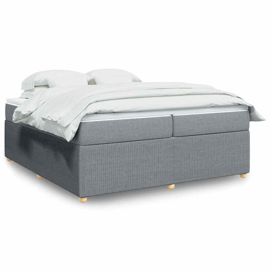 vidaXL Κρεβάτι Boxspring με Στρώμα Ανοιχτό Γκρι 200x200 εκ. Υφασμάτινο
