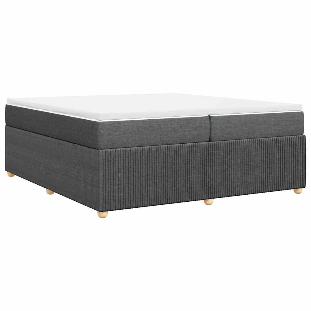 vidaXL Κρεβάτι Boxspring με Στρώμα Σκούρο Γκρι 200x200 εκ. Υφασμάτινο