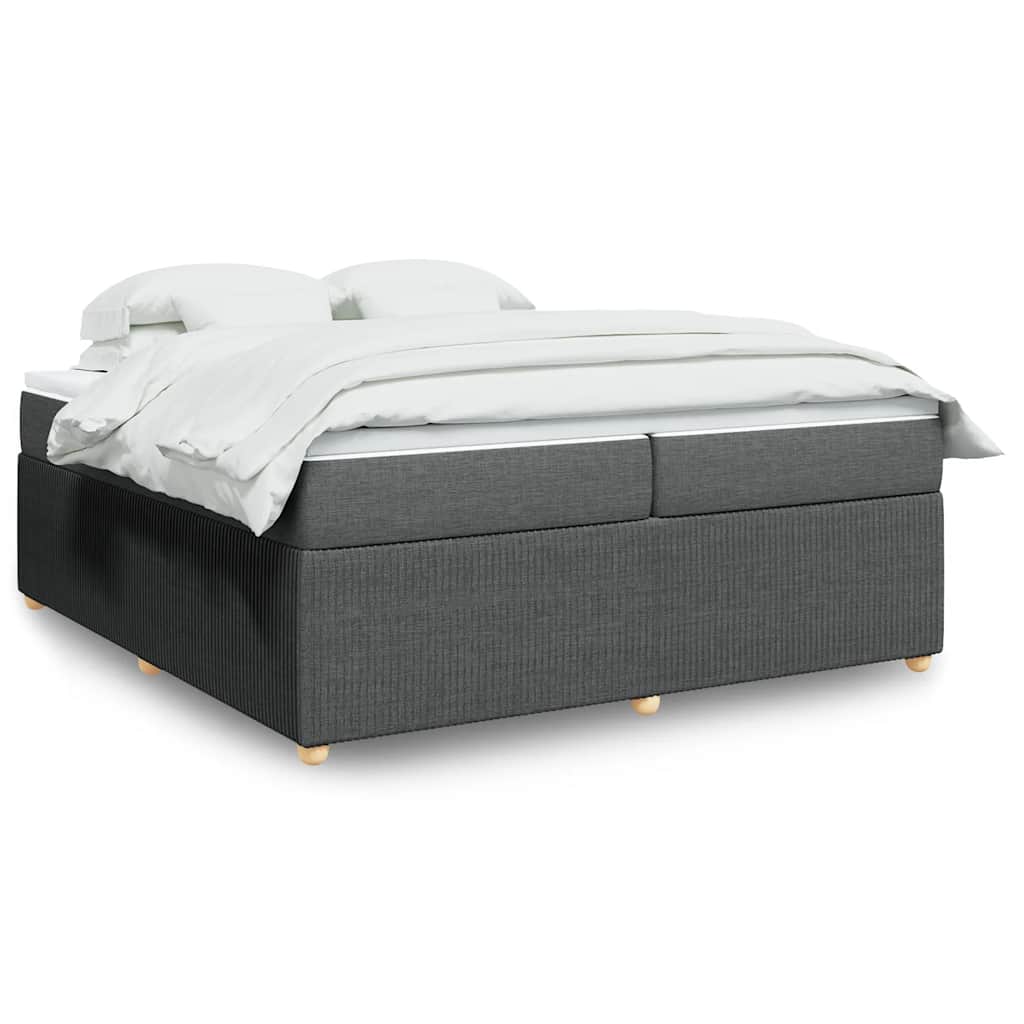 vidaXL Κρεβάτι Boxspring με Στρώμα Σκούρο Γκρι 200x200 εκ. Υφασμάτινο
