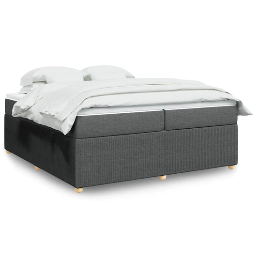 vidaXL Κρεβάτι Boxspring με Στρώμα Σκούρο Γκρι 200x200 εκ. Υφασμάτινο