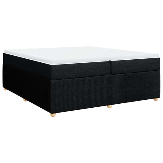 vidaXL Κρεβάτι Boxspring με Στρώμα Μαύρο 200x200 εκ. Υφασμάτινο