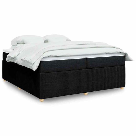 vidaXL Κρεβάτι Boxspring με Στρώμα Μαύρο 200x200 εκ. Υφασμάτινο
