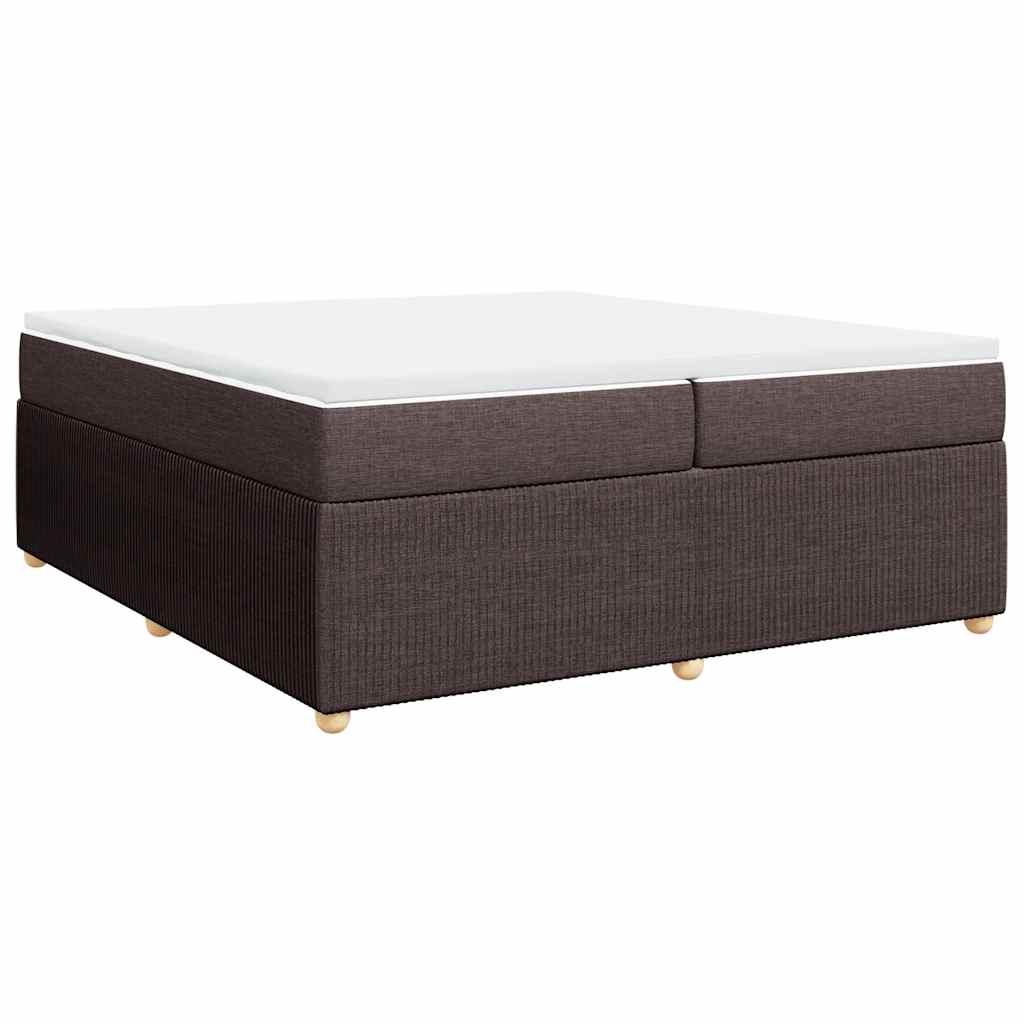 vidaXL Κρεβάτι Boxspring με Στρώμα Σκούρο Καφέ 200x200 εκ. Υφασμάτινο