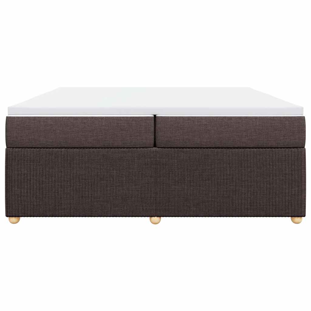 vidaXL Κρεβάτι Boxspring με Στρώμα Σκούρο Καφέ 200x200 εκ. Υφασμάτινο