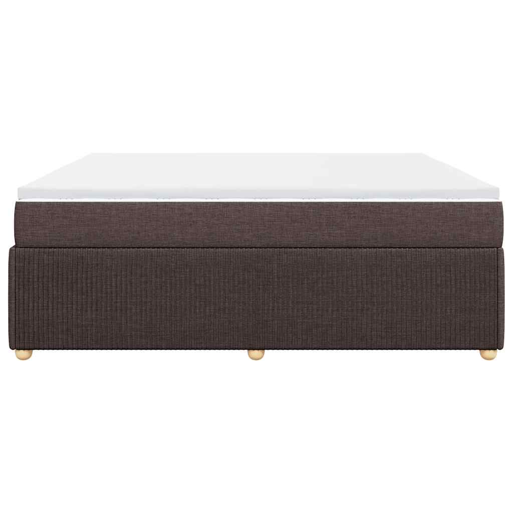 vidaXL Κρεβάτι Boxspring με Στρώμα Σκούρο Καφέ 200x200 εκ. Υφασμάτινο