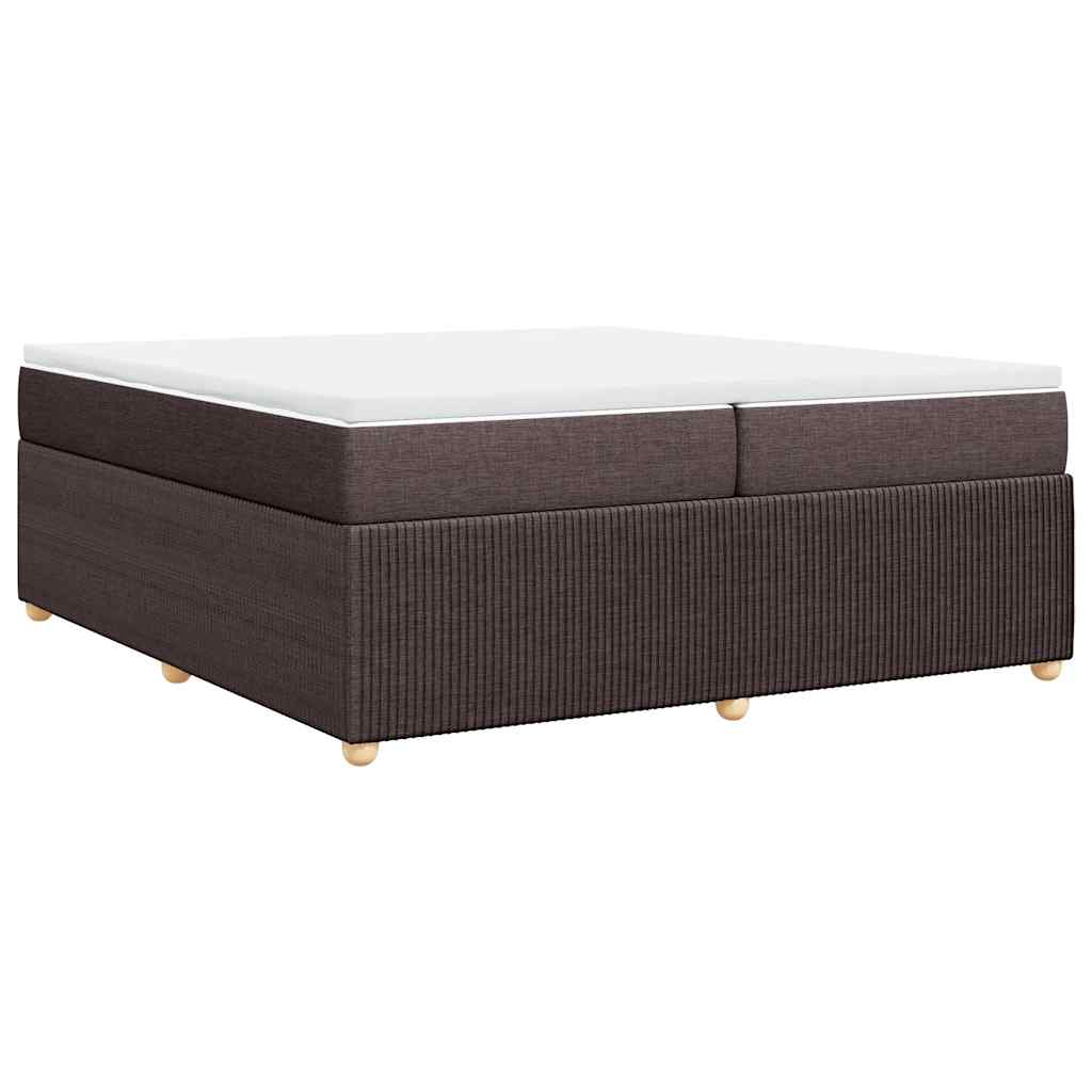 vidaXL Κρεβάτι Boxspring με Στρώμα Σκούρο Καφέ 200x200 εκ. Υφασμάτινο