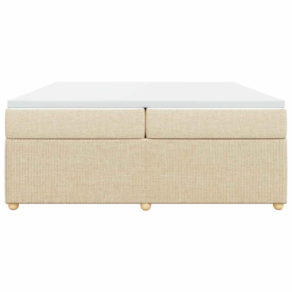 vidaXL Κρεβάτι Boxspring με Στρώμα Κρεμ 200x200 εκ. Υφασμάτινο