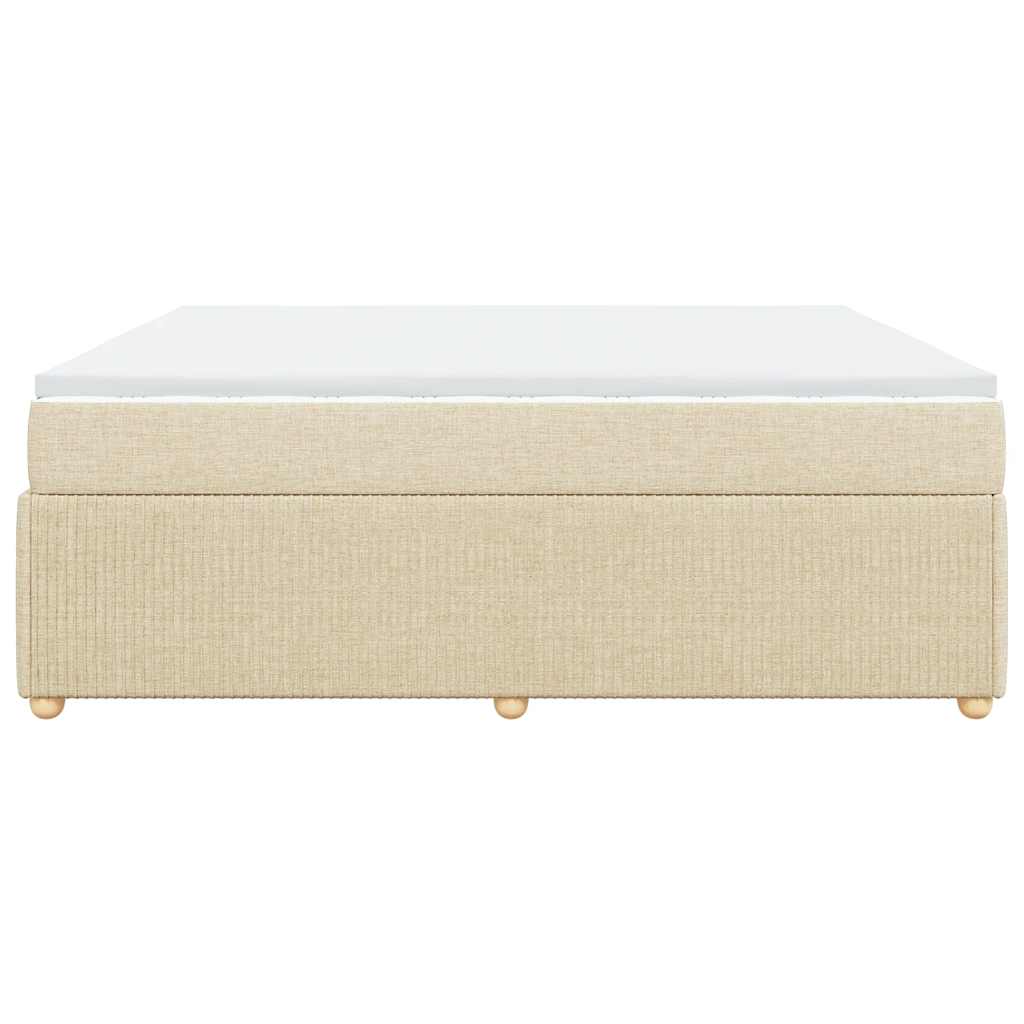 vidaXL Κρεβάτι Boxspring με Στρώμα Κρεμ 200x200 εκ. Υφασμάτινο