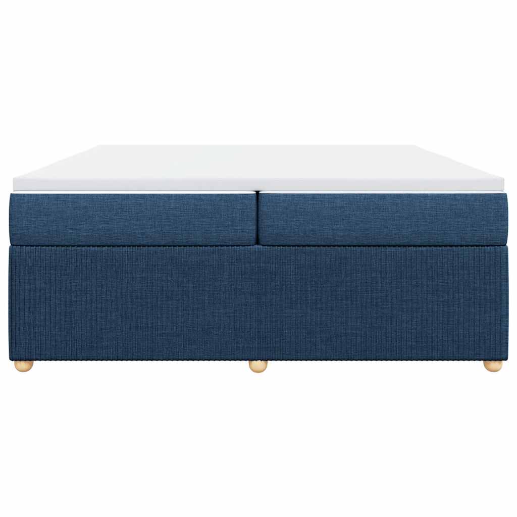 vidaXL Κρεβάτι Boxspring με Στρώμα Μπλε 200x200 εκ. Υφασμάτινο