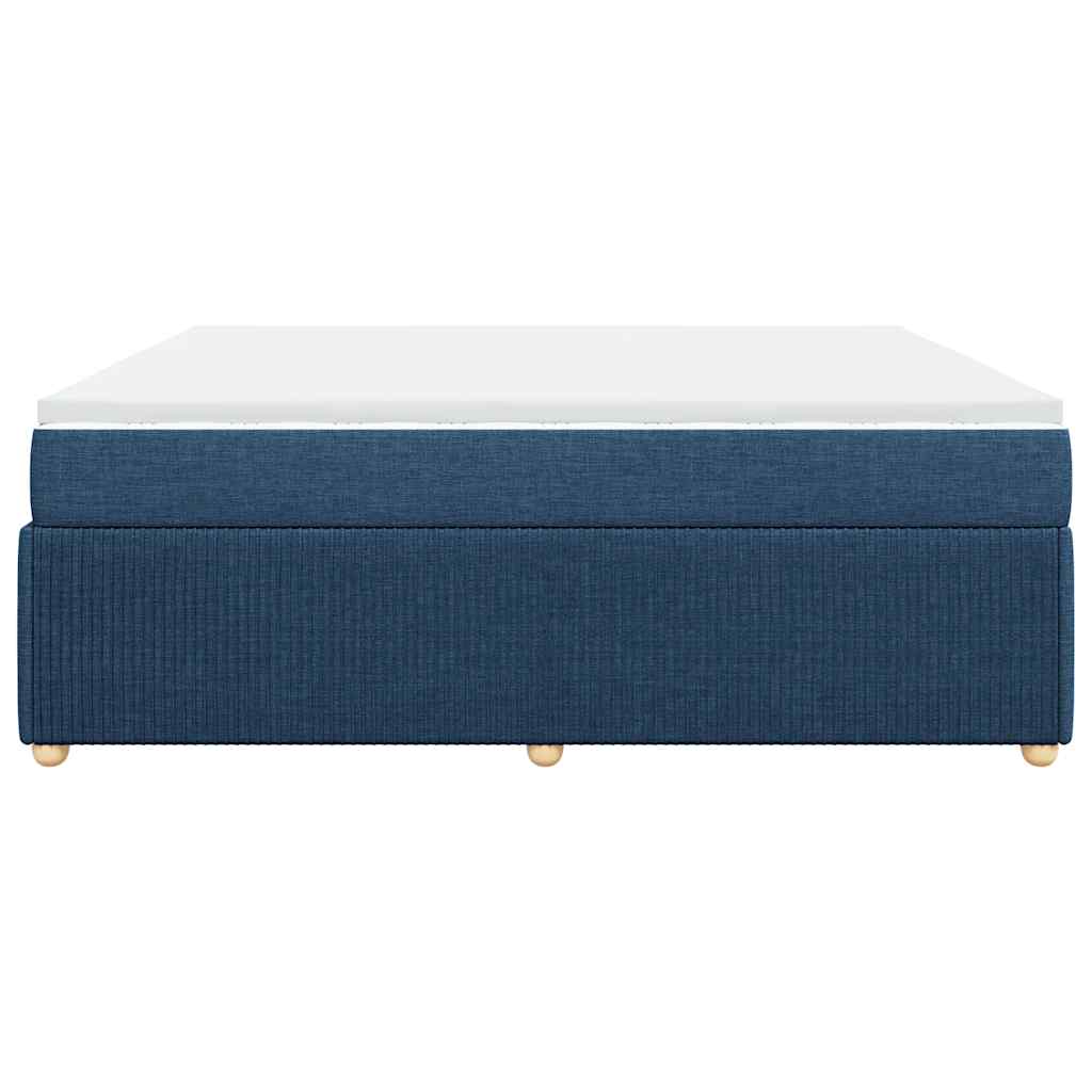 vidaXL Κρεβάτι Boxspring με Στρώμα Μπλε 200x200 εκ. Υφασμάτινο