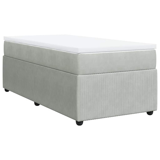 vidaXL Κρεβάτι Boxspring με Στρώμα Ανοιχτό Γκρι 80x200 εκ. Βελούδινο