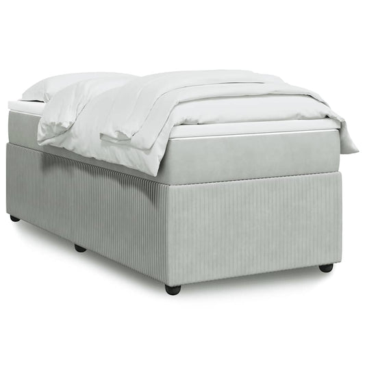 vidaXL Κρεβάτι Boxspring με Στρώμα Ανοιχτό Γκρι 80x200 εκ. Βελούδινο