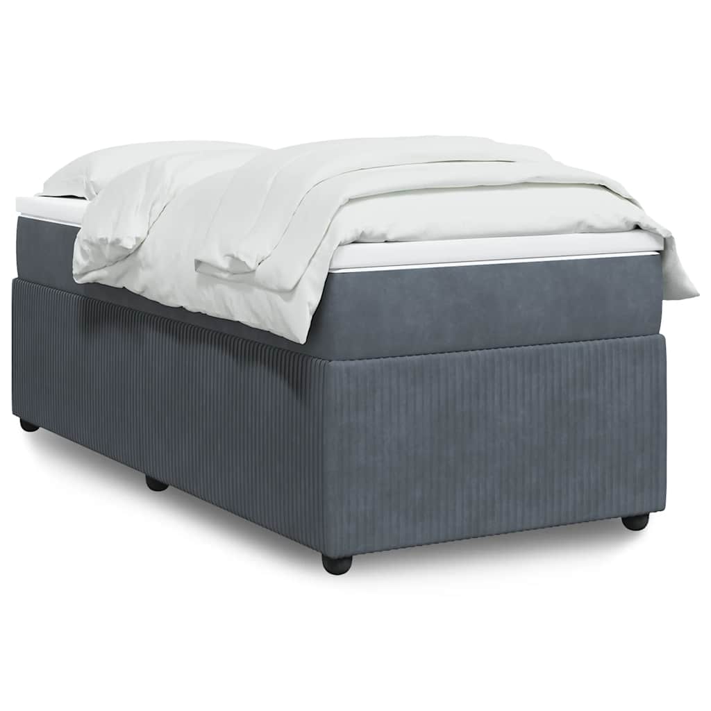 vidaXL Κρεβάτι Boxspring με Στρώμα Σκούρο Γκρι 80x200 εκ. Βελούδινο