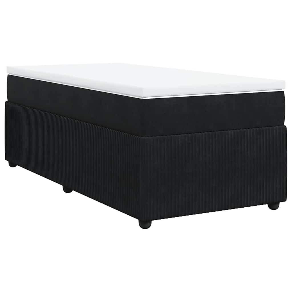 vidaXL Κρεβάτι Boxspring με Στρώμα Μαύρο 80 x 200 εκ. Βελούδινο