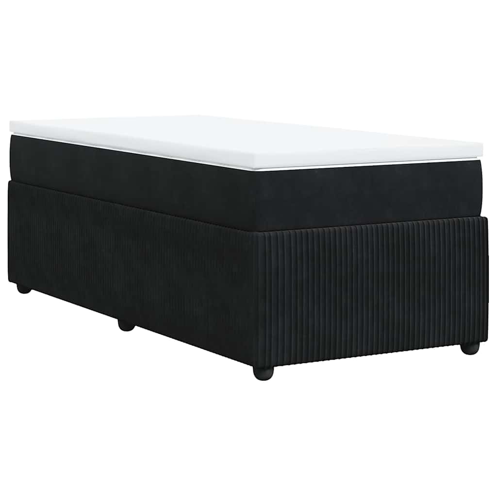 vidaXL Κρεβάτι Boxspring με Στρώμα Μαύρο 80 x 200 εκ. Βελούδινο