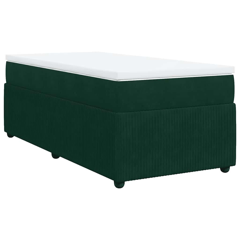 vidaXL Κρεβάτι Boxspring με Στρώμα Σκούρο Πράσινο 80x200 εκ. Βελούδινο