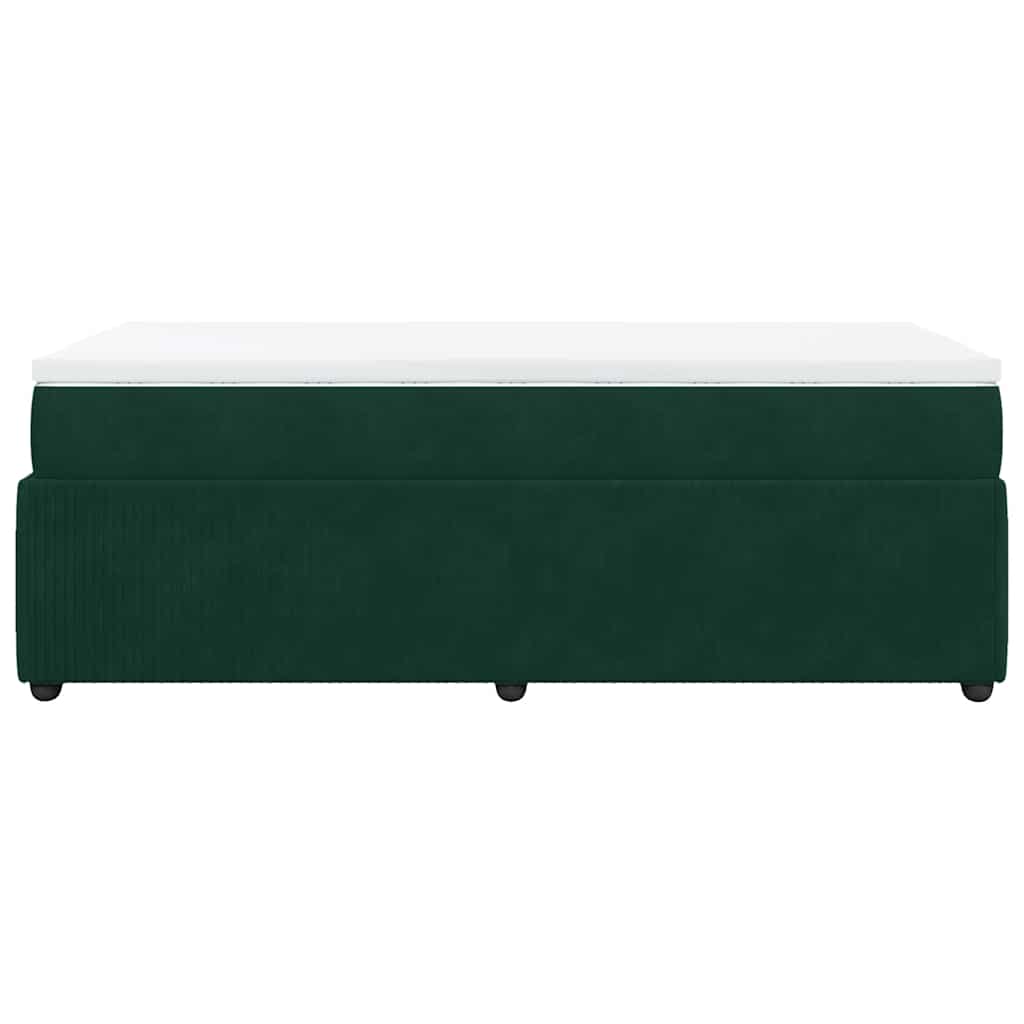 vidaXL Κρεβάτι Boxspring με Στρώμα Σκούρο Πράσινο 80x200 εκ. Βελούδινο