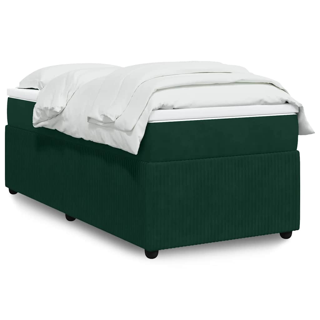 vidaXL Κρεβάτι Boxspring με Στρώμα Σκούρο Πράσινο 80x200 εκ. Βελούδινο