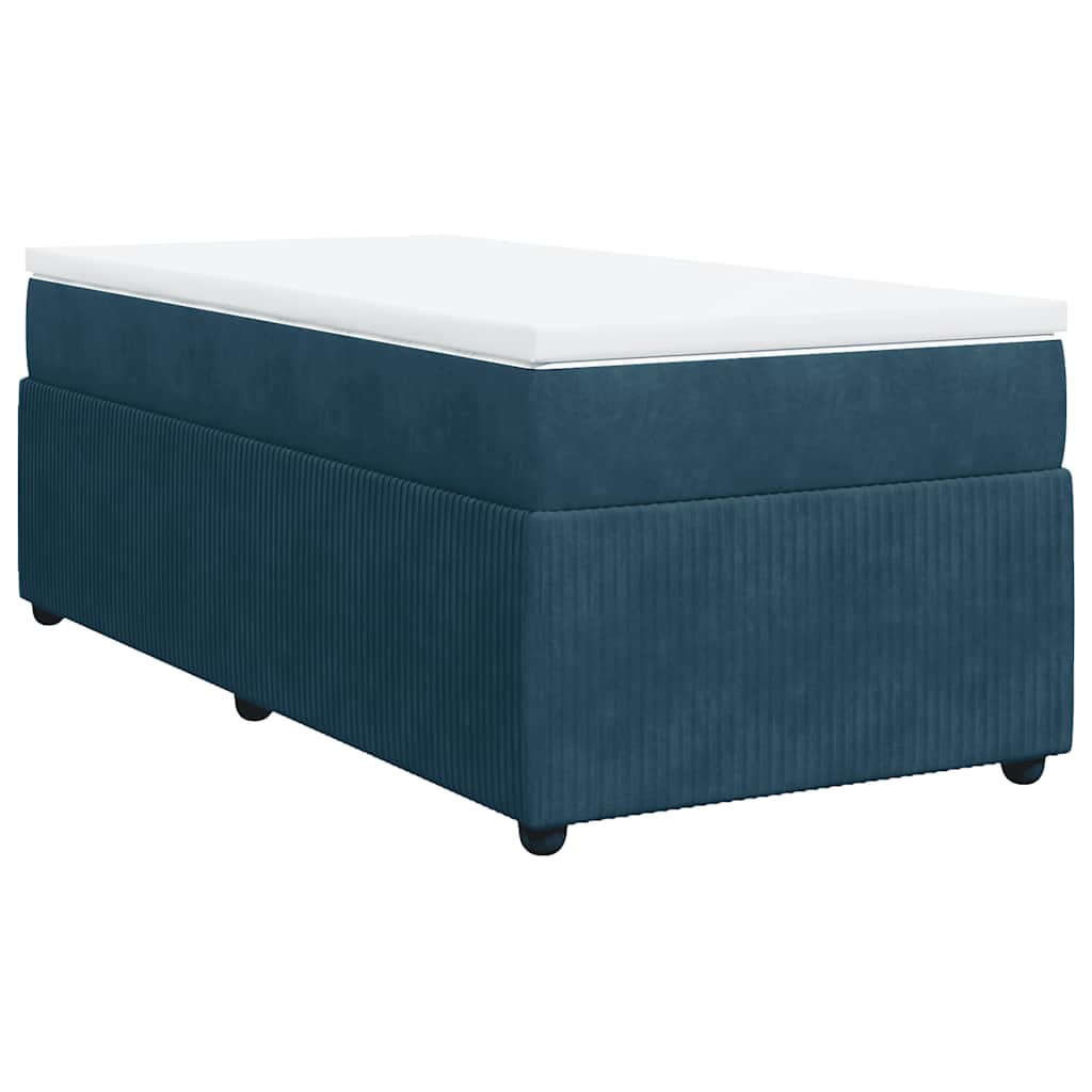 vidaXL Κρεβάτι Boxspring με Στρώμα Σκούρο Μπλε 80 x 200 εκ. Βελούδινο