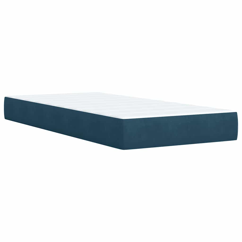 vidaXL Κρεβάτι Boxspring με Στρώμα Σκούρο Μπλε 80 x 200 εκ. Βελούδινο
