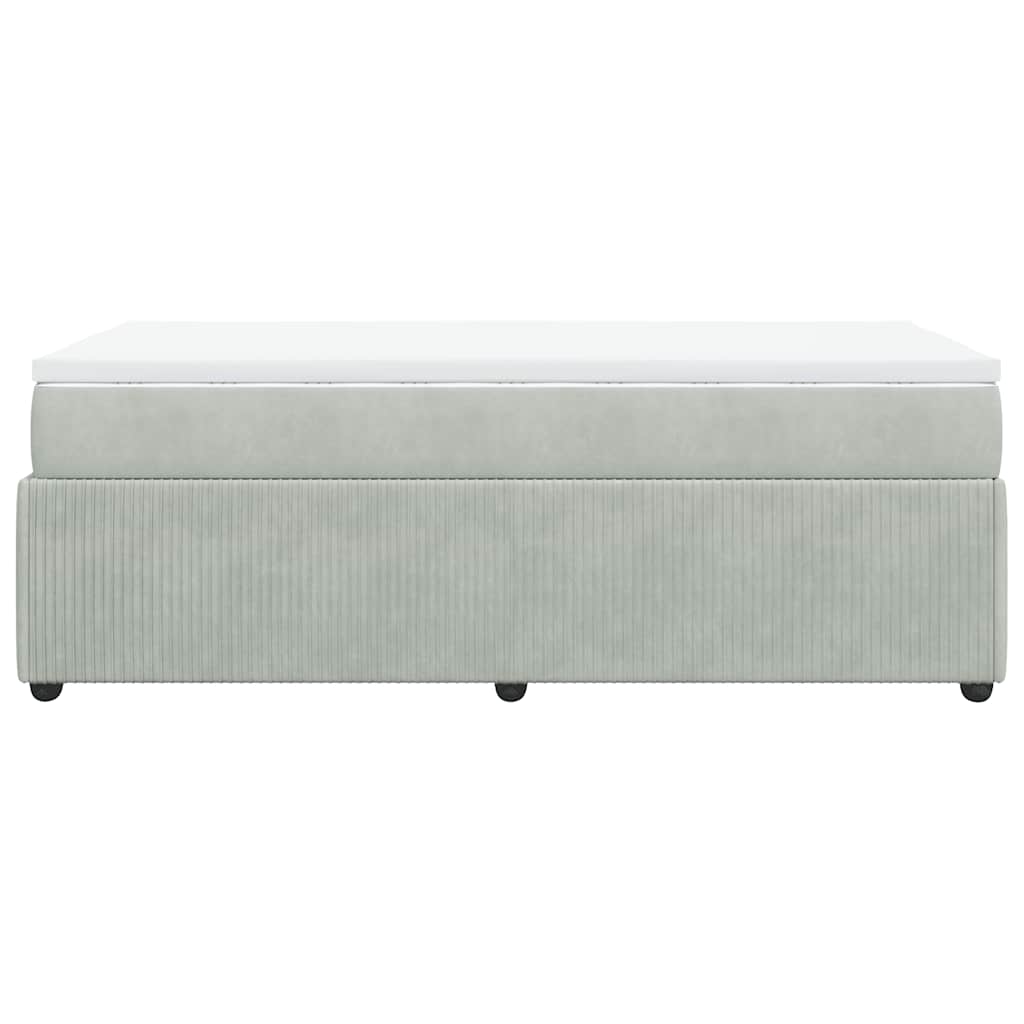 vidaXL Κρεβάτι Boxspring με Στρώμα Ανοιχτό Γκρι 90x190 εκ. Βελούδινο