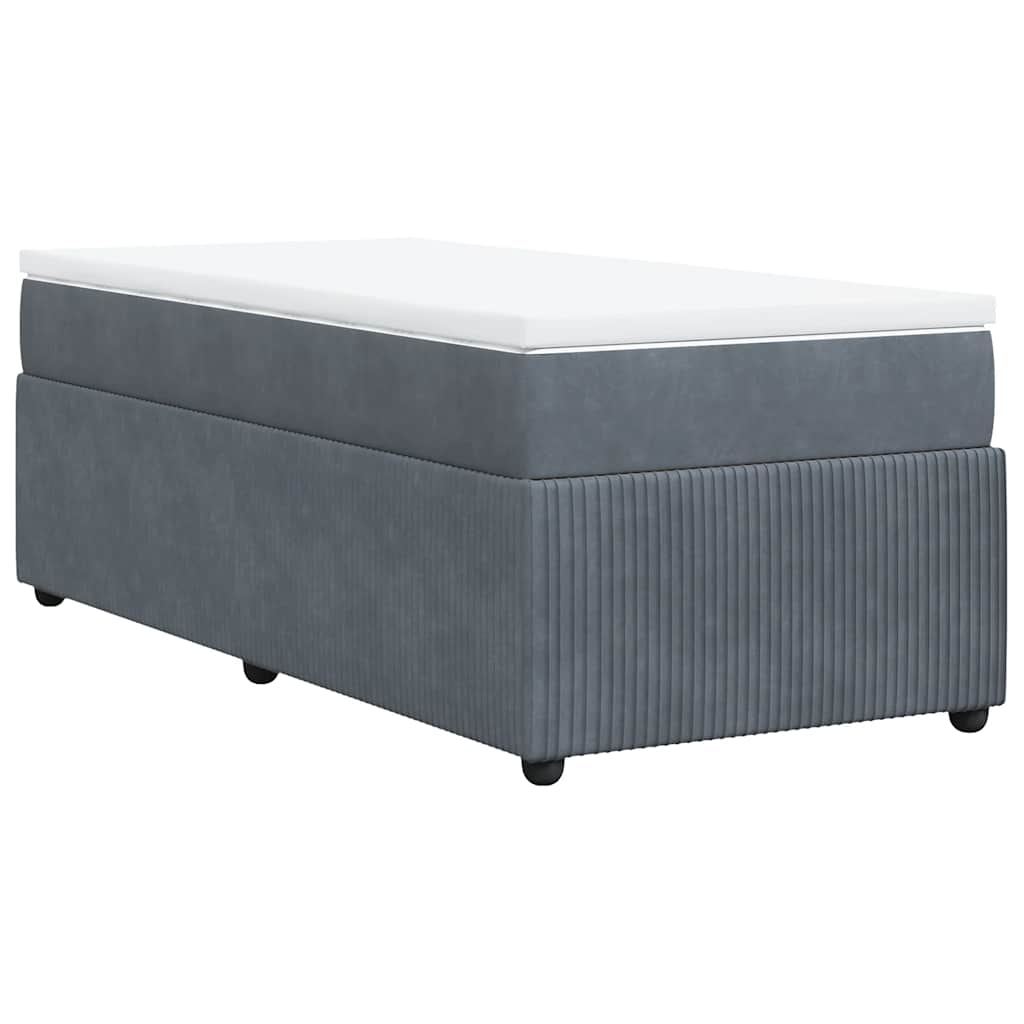 vidaXL Κρεβάτι Boxspring με Στρώμα Σκούρο Γκρι 90x190 εκ. Βελούδινο