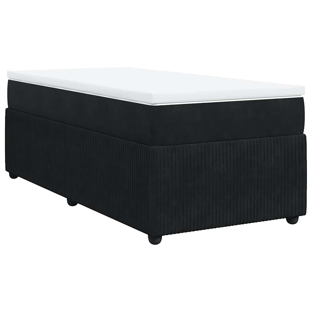 vidaXL Κρεβάτι Boxspring με Στρώμα Μαύρο 90x190 εκ. Βελούδινο