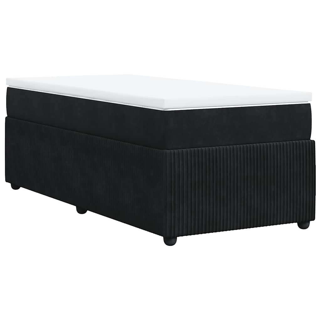 vidaXL Κρεβάτι Boxspring με Στρώμα Μαύρο 90x190 εκ. Βελούδινο