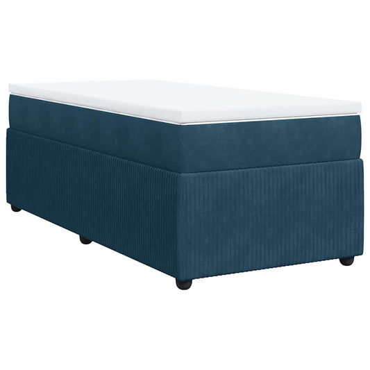 vidaXL Κρεβάτι Boxspring με Στρώμα Σκούρο Μπλε 90x190 εκ. Βελούδινο