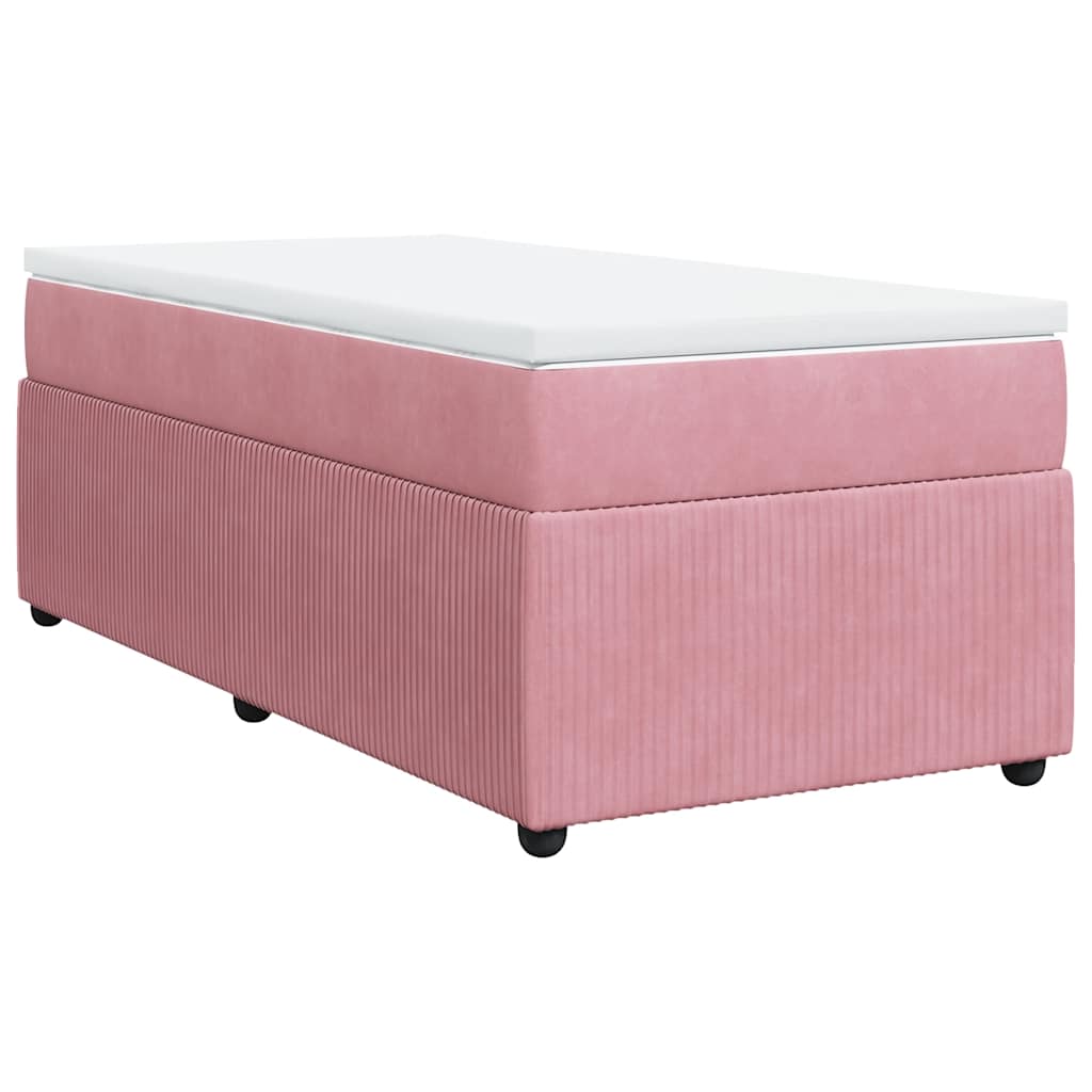 vidaXL Κρεβάτι Boxspring με Στρώμα Ροζ 90x190 εκ. Βελούδινο
