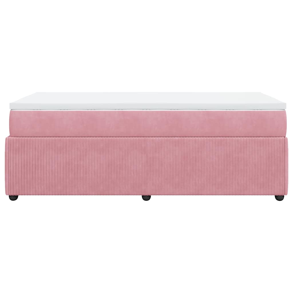 vidaXL Κρεβάτι Boxspring με Στρώμα Ροζ 90x190 εκ. Βελούδινο