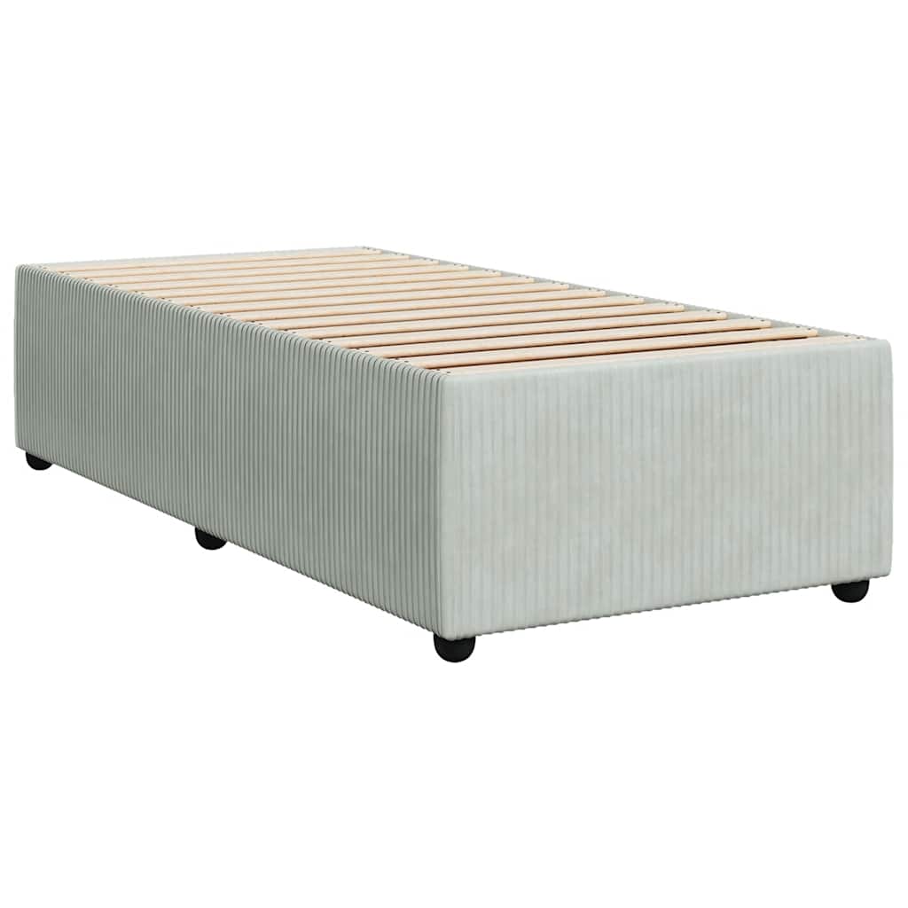 vidaXL Κρεβάτι Boxspring με Στρώμα Ανοιχτό Γκρι 90x200 εκ. Βελούδινο