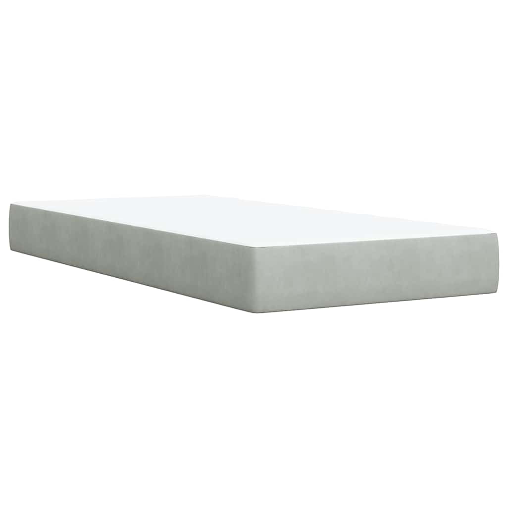 vidaXL Κρεβάτι Boxspring με Στρώμα Ανοιχτό Γκρι 90x200 εκ. Βελούδινο