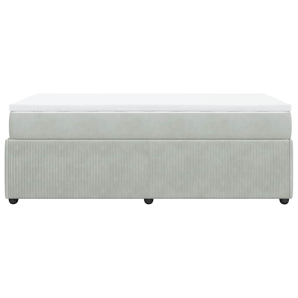vidaXL Κρεβάτι Boxspring με Στρώμα Ανοιχτό Γκρι 90x200 εκ. Βελούδινο