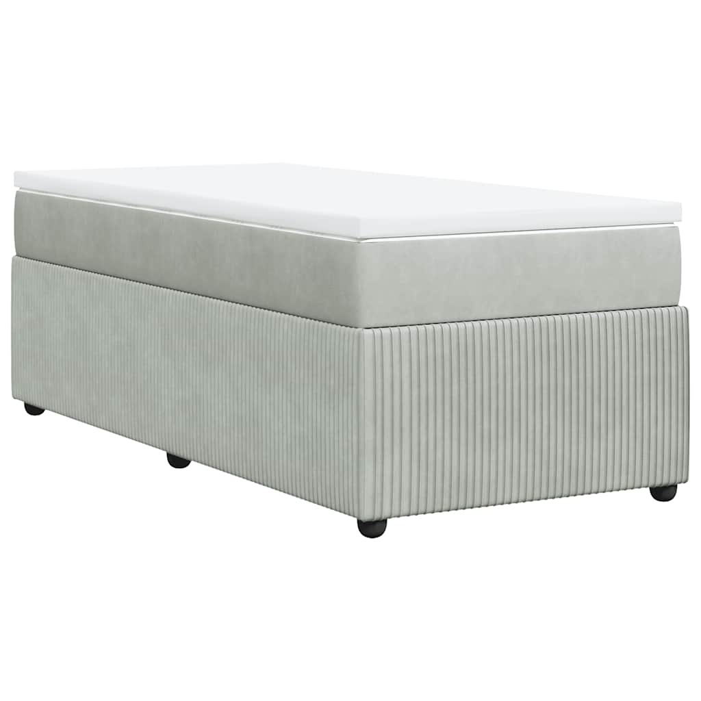 vidaXL Κρεβάτι Boxspring με Στρώμα Ανοιχτό Γκρι 90x200 εκ. Βελούδινο