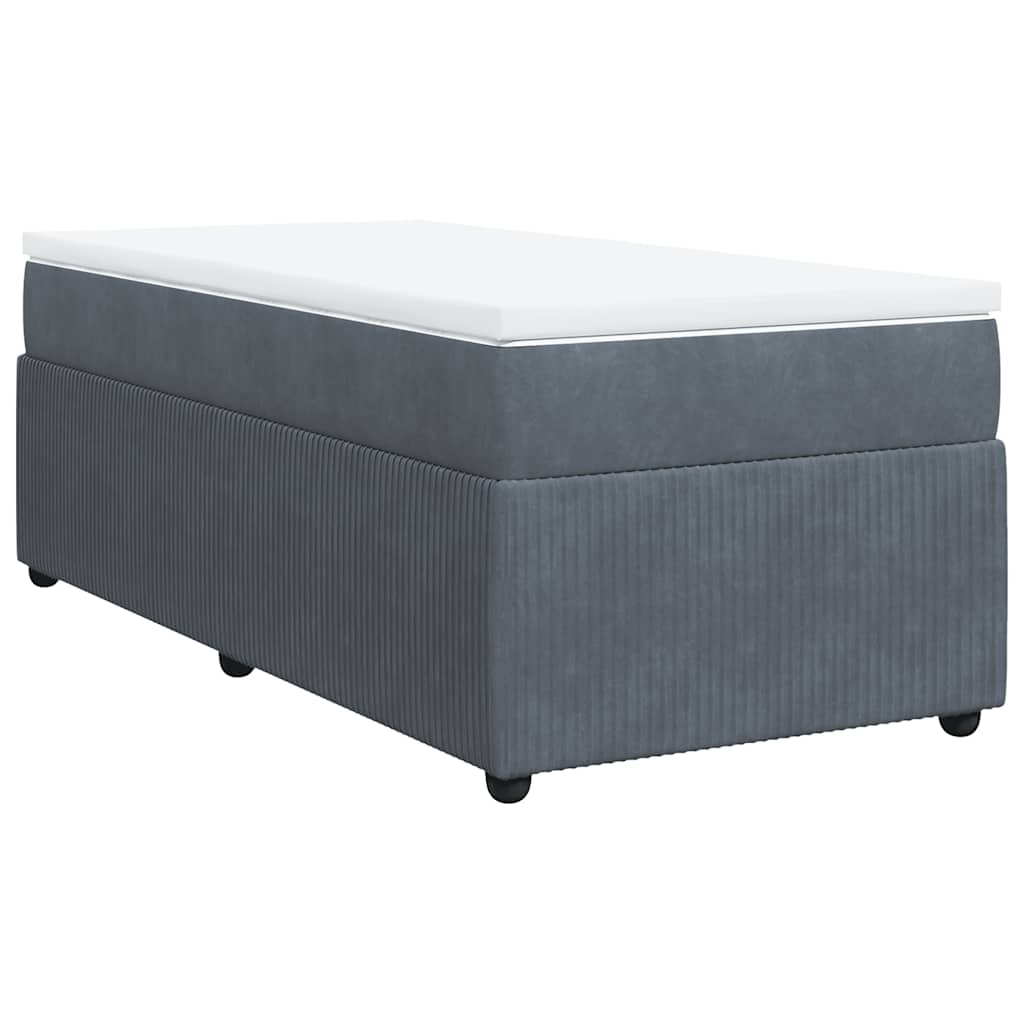 vidaXL Κρεβάτι Boxspring με Στρώμα Σκούρο Γκρι 90x200 εκ. Βελούδινο