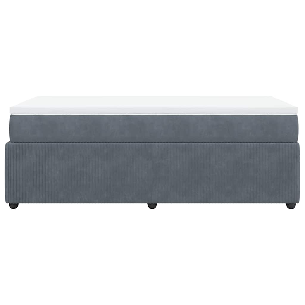 vidaXL Κρεβάτι Boxspring με Στρώμα Σκούρο Γκρι 90x200 εκ. Βελούδινο